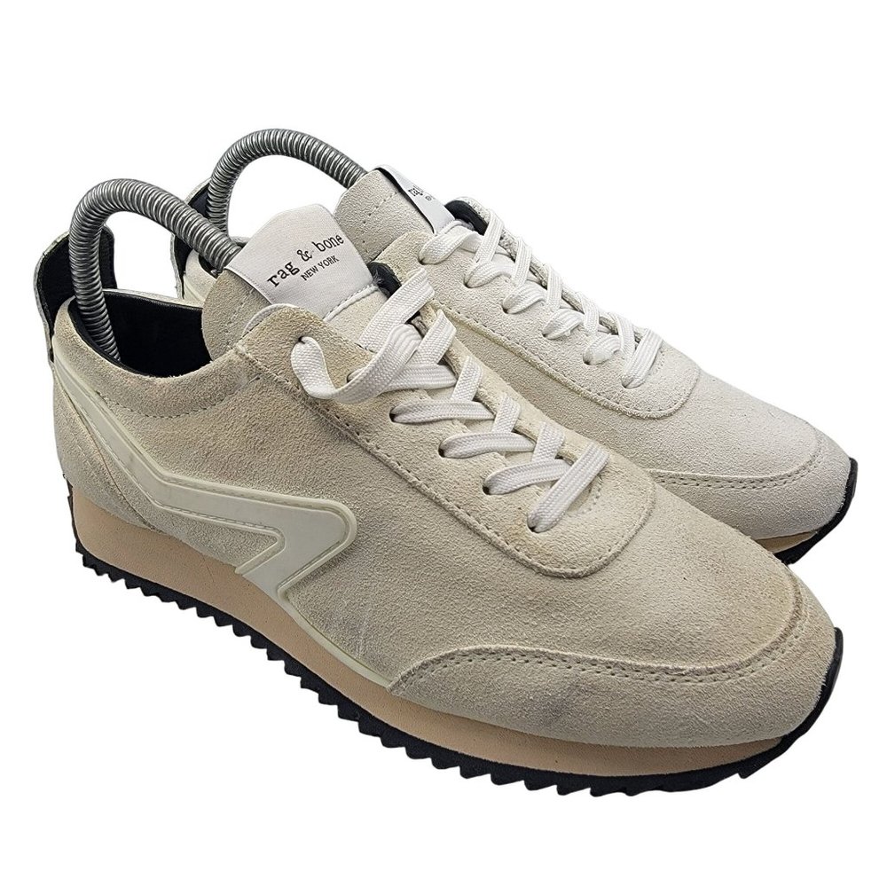 Rag & Bone Retro Runner Womens Size 6 Antique White Suede Casual Sneaker EU 36